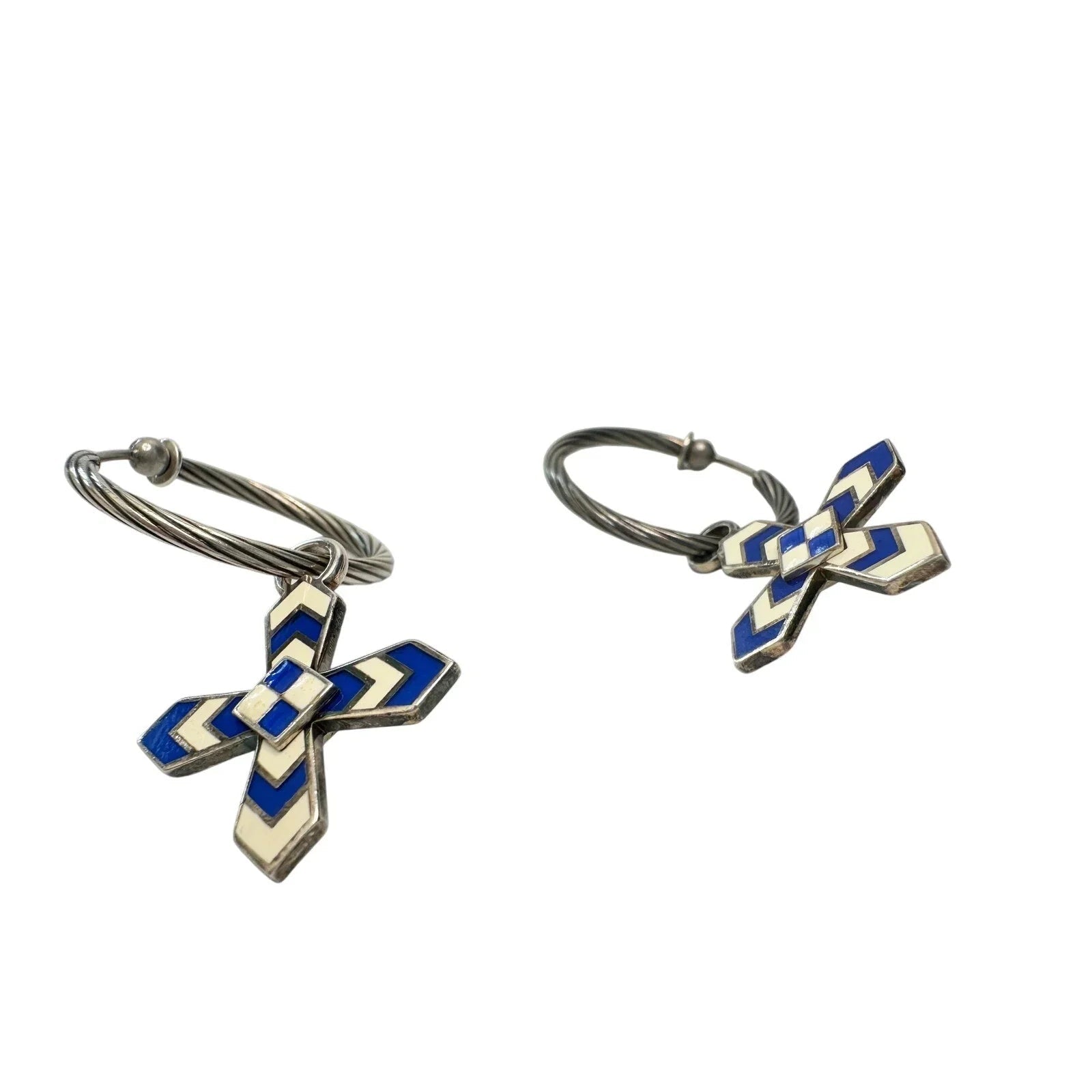 Gucci Enamel Cross Motif Hoop Earrings with Pouch, Box & Booklet - Gucci - Earrings - A+ Stuff