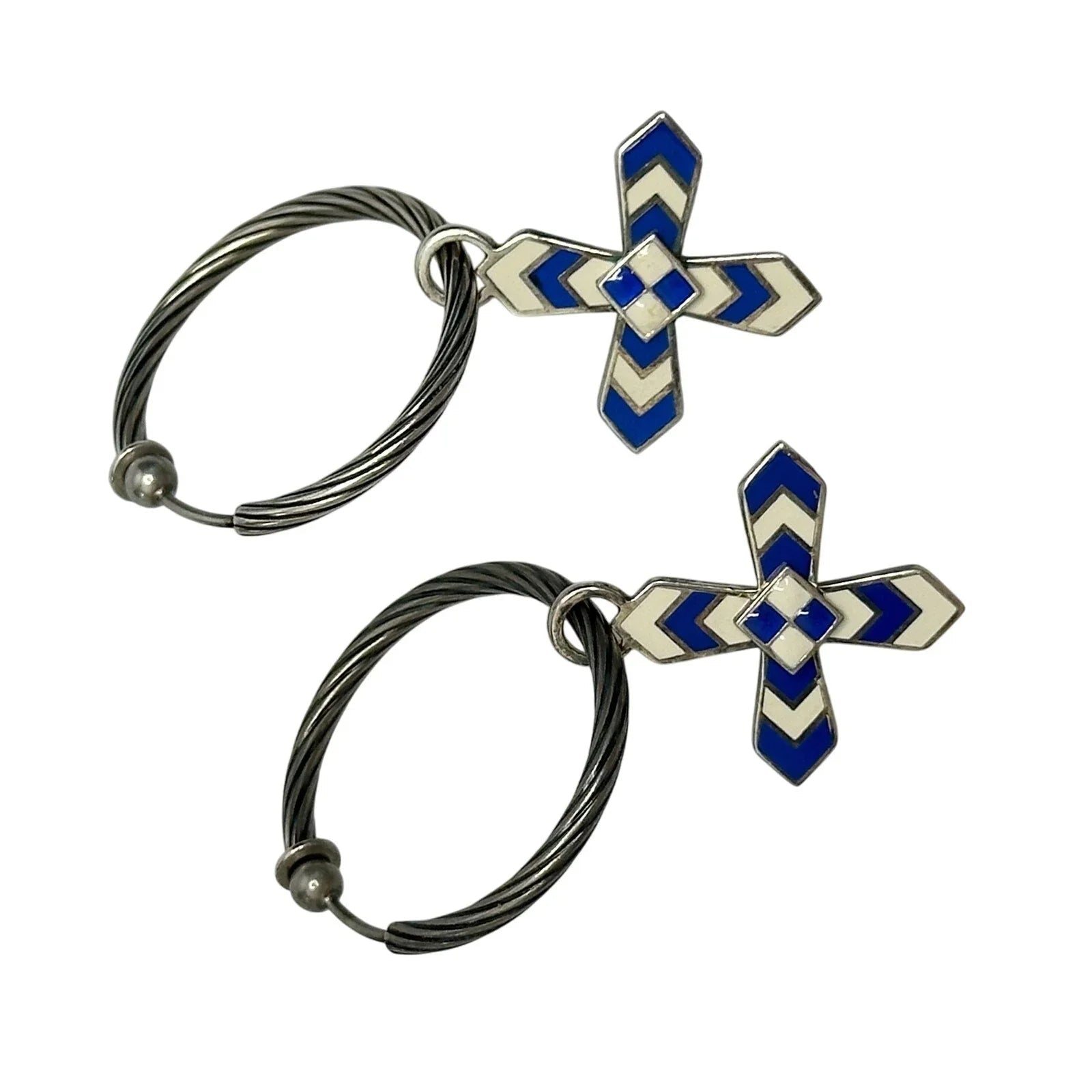Gucci Enamel Cross Motif Hoop Earrings with Pouch, Box & Booklet - Gucci - Earrings - A+ Stuff