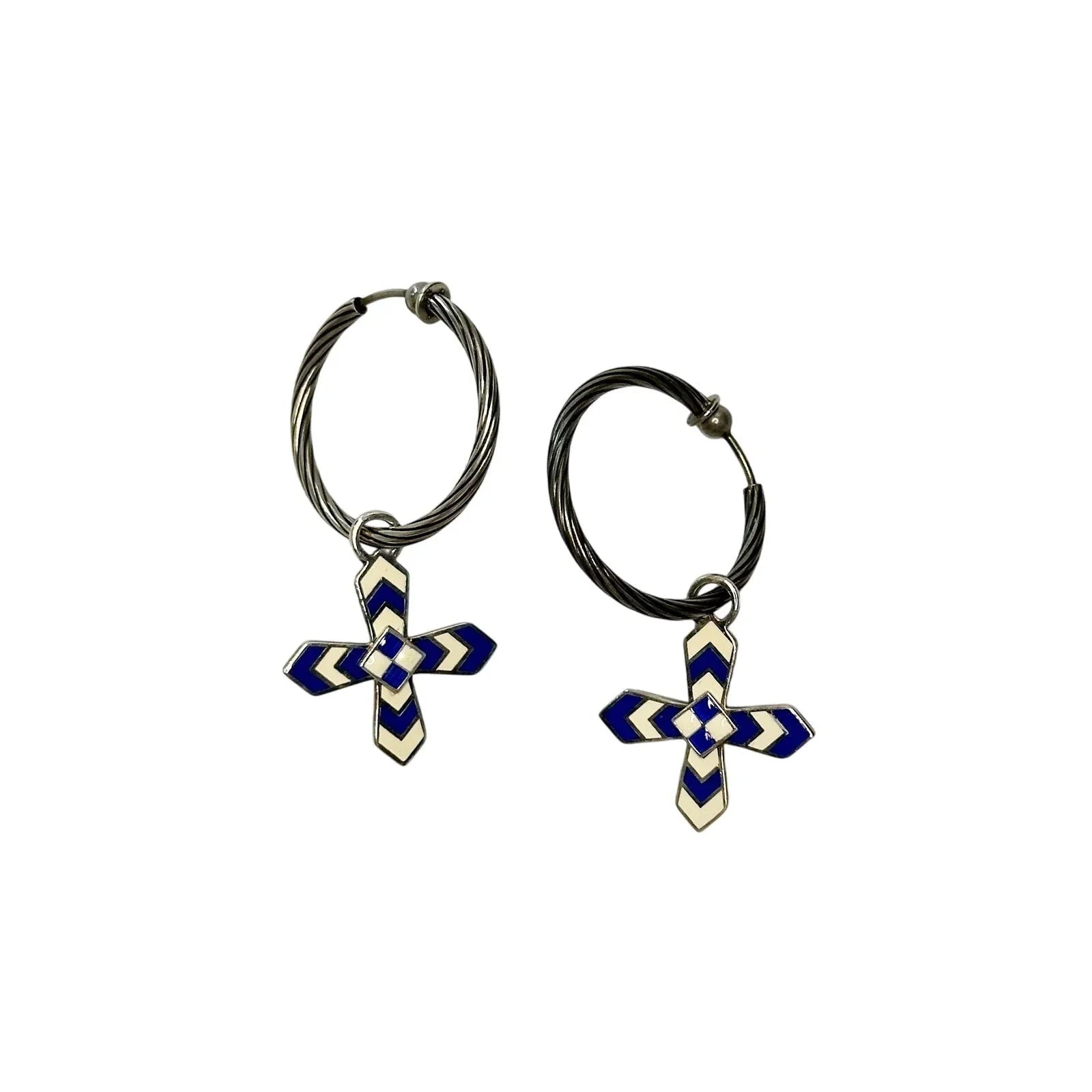Gucci Enamel Cross Motif Hoop Earrings with Pouch, Box & Booklet - Gucci - Earrings - A+ Stuff