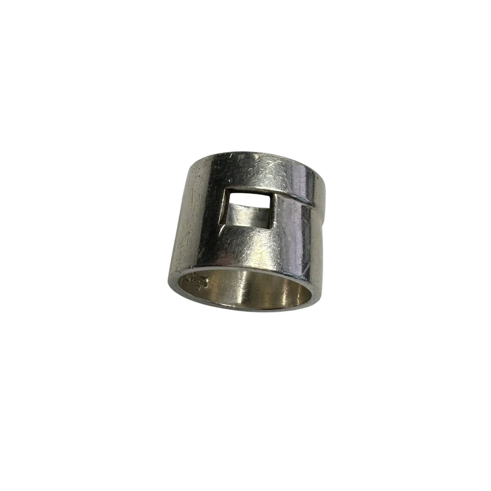 Gucci Geometric G Wide Sterling Silver Ring - size 7 - Gucci - Ring - A+ Stuff