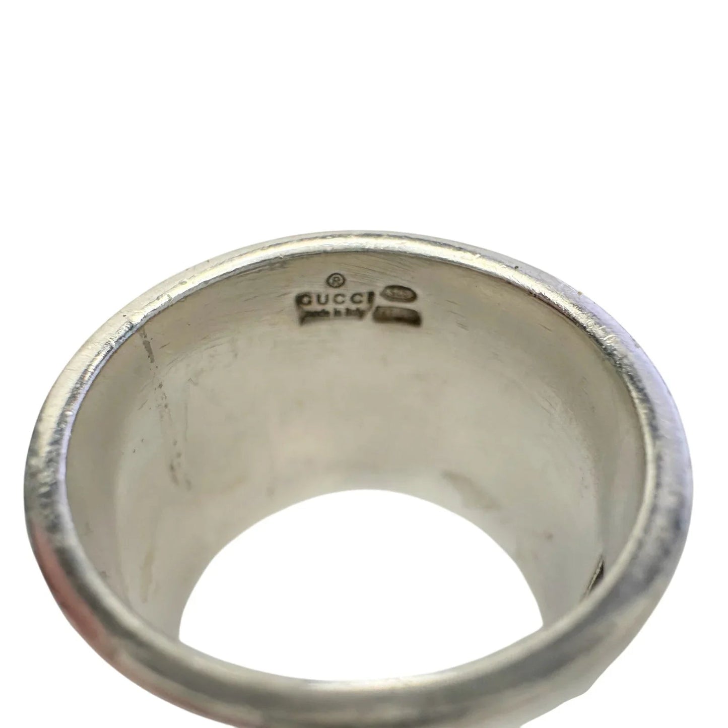 Gucci Geometric G Wide Sterling Silver Ring - size 7 - Gucci - Ring - A+ Stuff