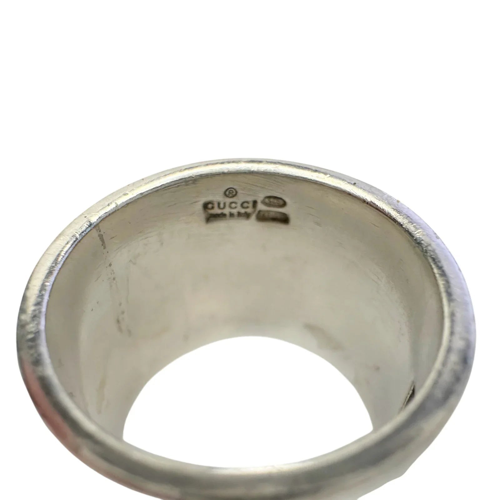 Gucci Geometric G Wide Sterling Silver Ring - size 7 - Gucci - Ring - A+ Stuff