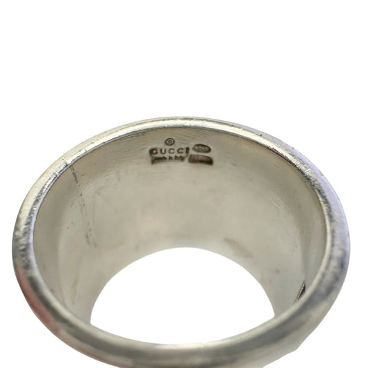 Gucci Geometric G Wide Sterling Silver Ring - size 7 - Gucci - Ring - A+ Stuff