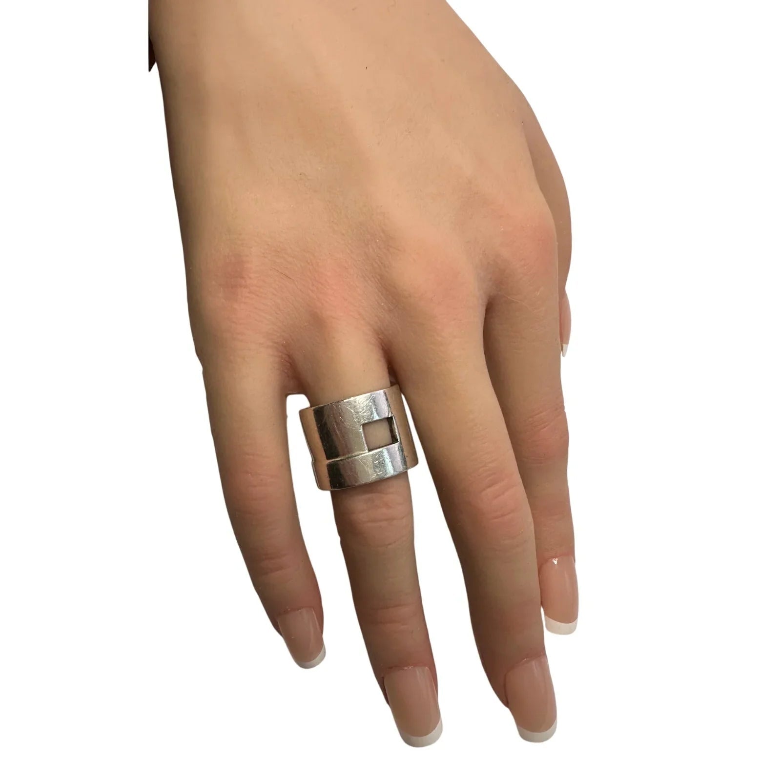 Gucci Geometric G Wide Sterling Silver Ring - size 7 - Gucci - Ring - A+ Stuff