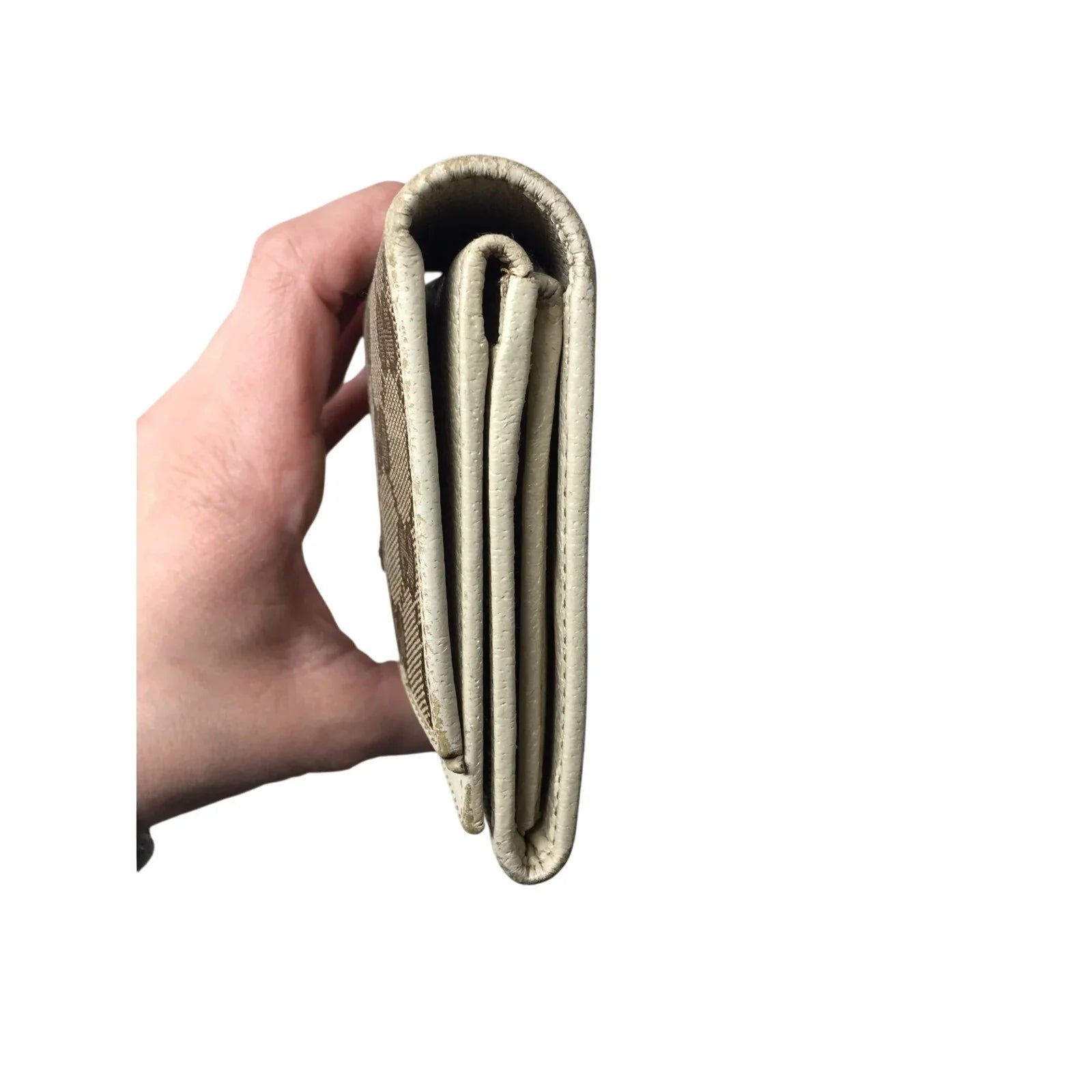 Gucci GG Canvas Beige and White Leather Double Layer Long Wallet - Gucci - Wallet - A+ Stuff