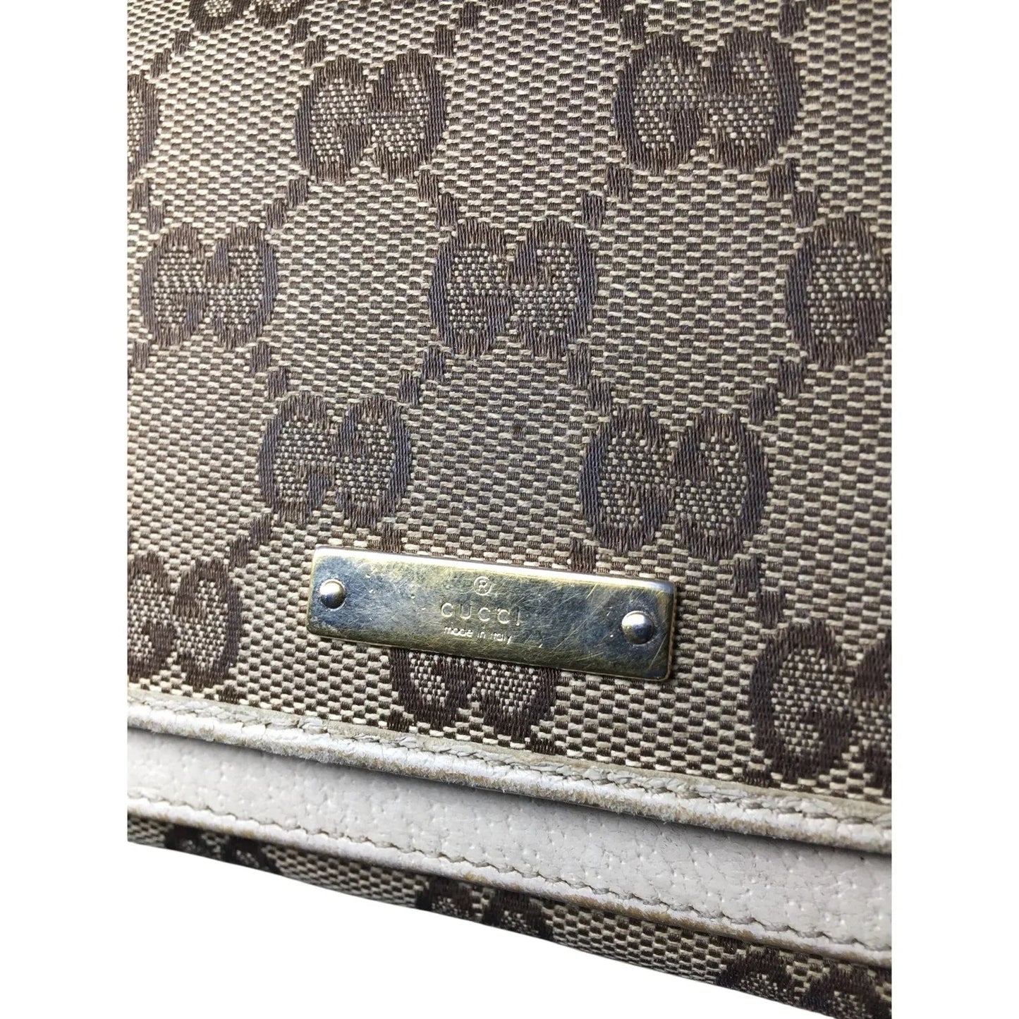 Gucci GG Canvas Beige and White Leather Double Layer Long Wallet - Gucci - Wallet - A+ Stuff
