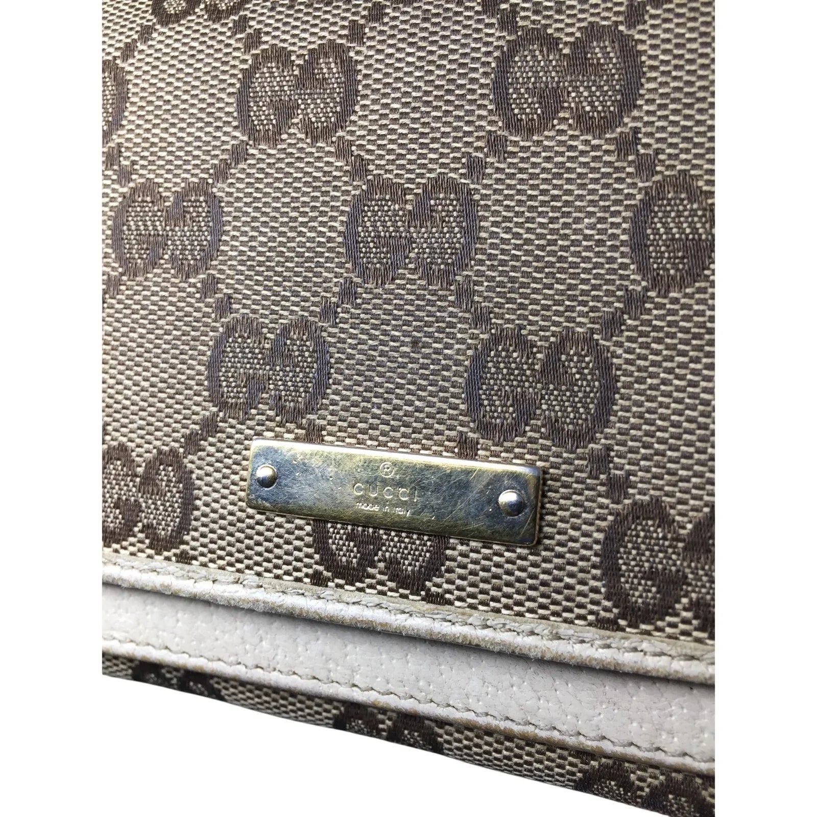 Gucci GG Canvas Beige and White Leather Double Layer Long Wallet - Gucci - Wallet - A+ Stuff