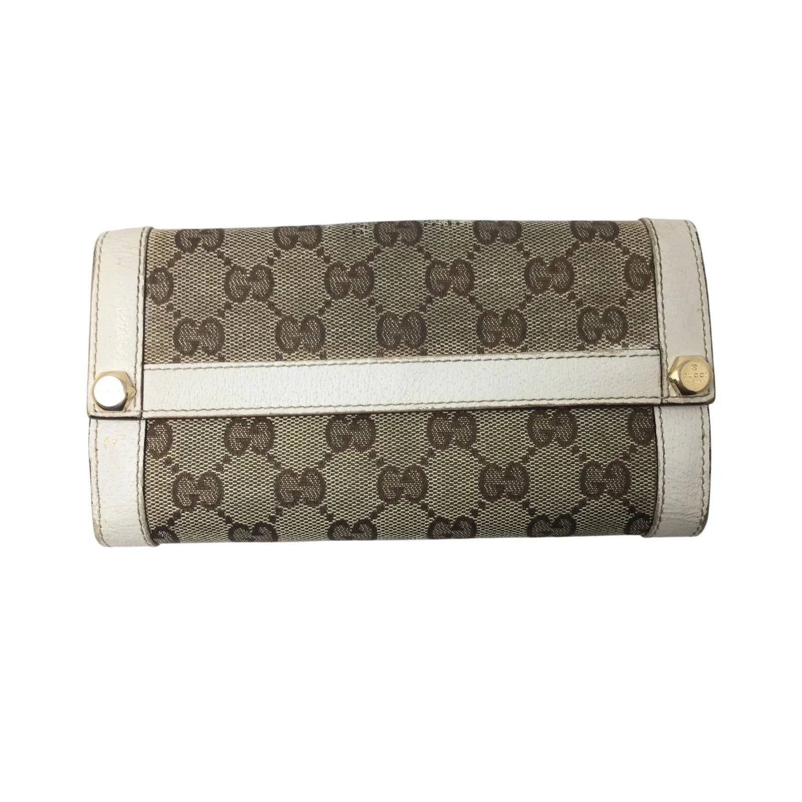 Gucci GG Canvas Beige with White Leather Continental Wallet - Gucci - Wallet - A+ Stuff