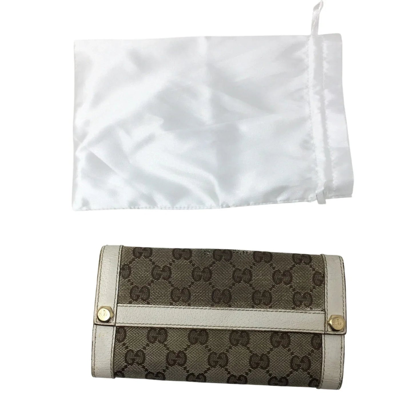 Gucci GG Canvas Beige with White Leather Continental Wallet - Gucci - Wallet - A+ Stuff