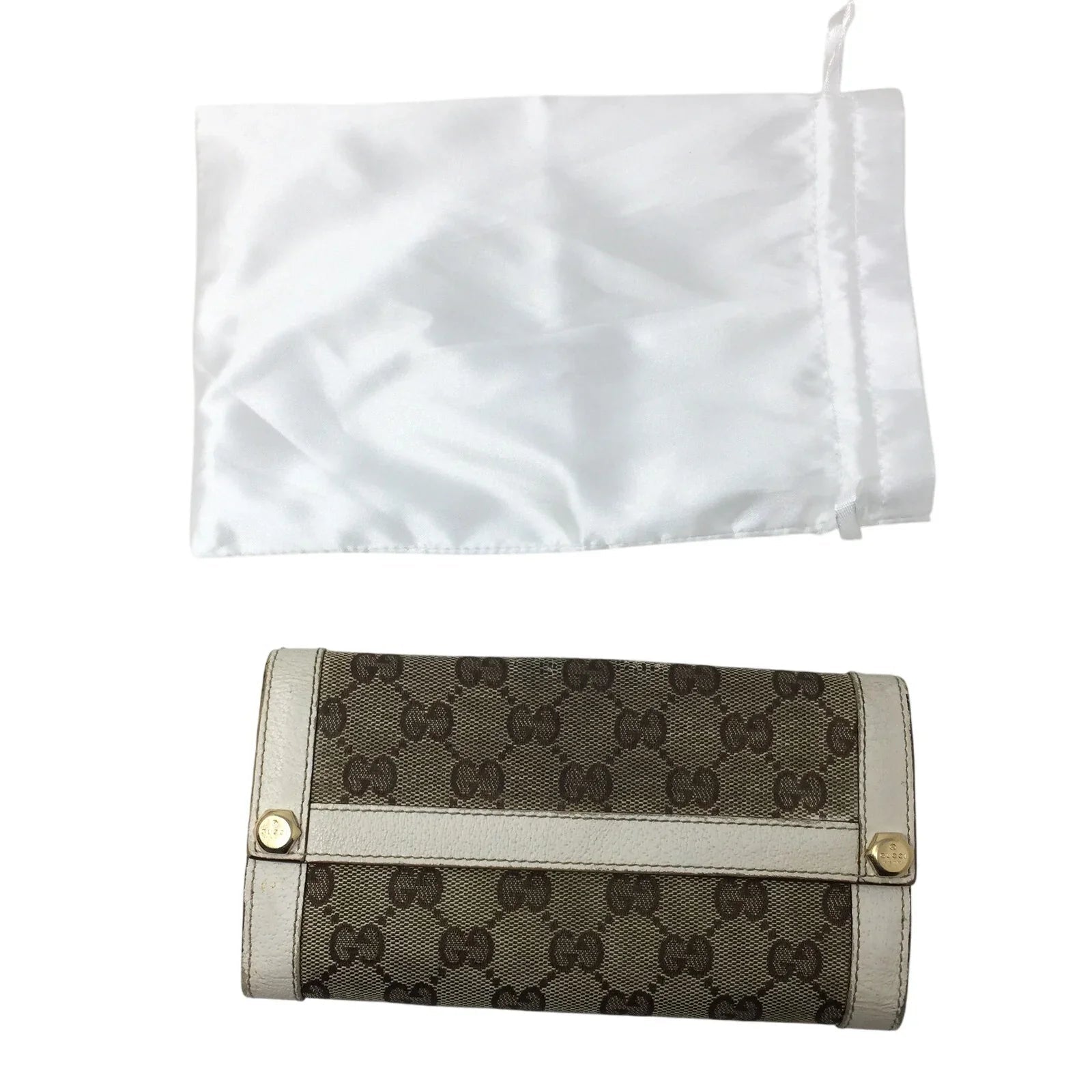Gucci GG Canvas Beige with White Leather Continental Wallet - Gucci - Wallet - A+ Stuff