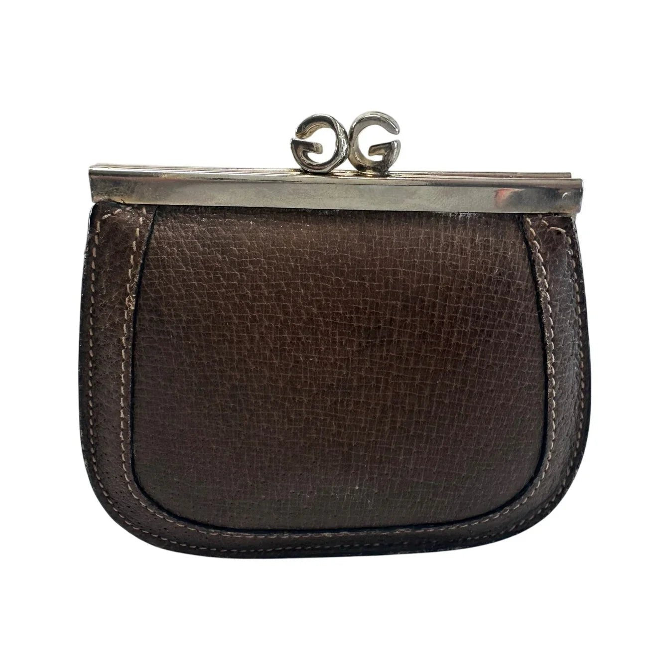 Gucci GG Kiss Lock Coin Pouch - Leather with Silver Hardware - Great Vintage Gucci Find! - Gucci - Coin Purse - A+ Stuff