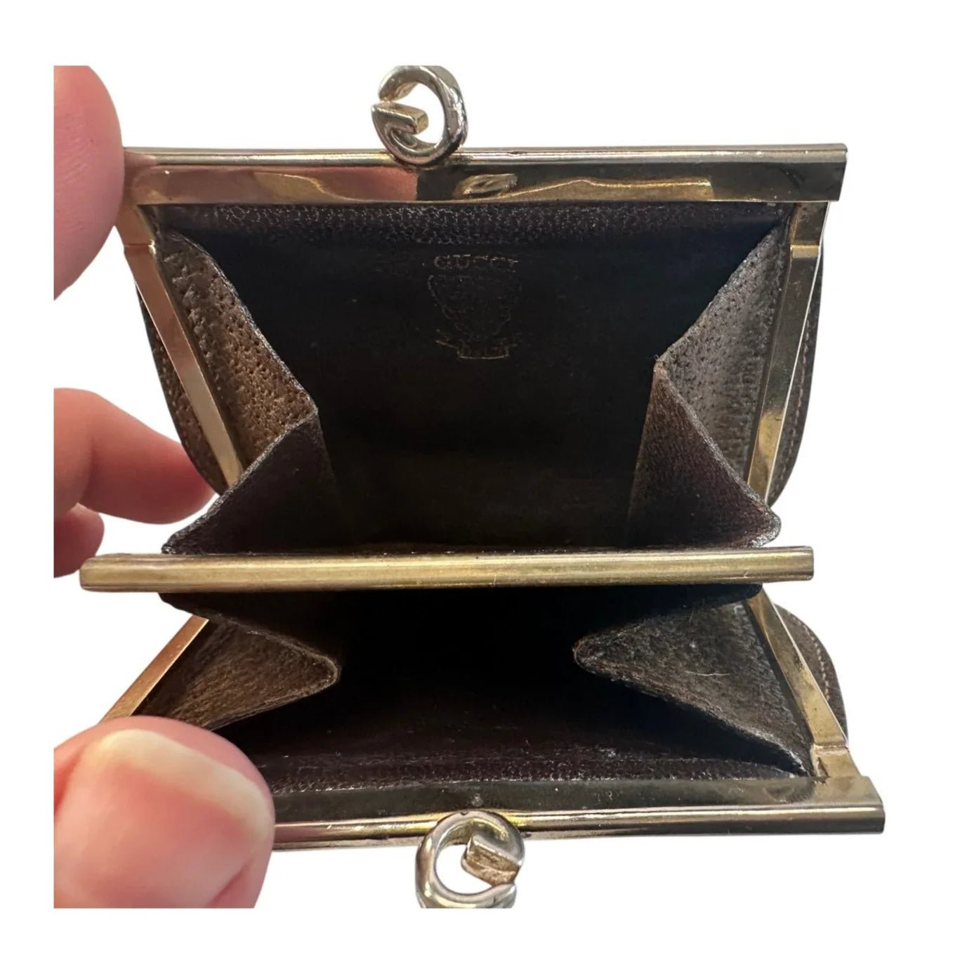 Gucci GG Kiss Lock Coin Pouch - Leather with Silver Hardware - Great Vintage Gucci Find! - Gucci - Coin Purse - A+ Stuff