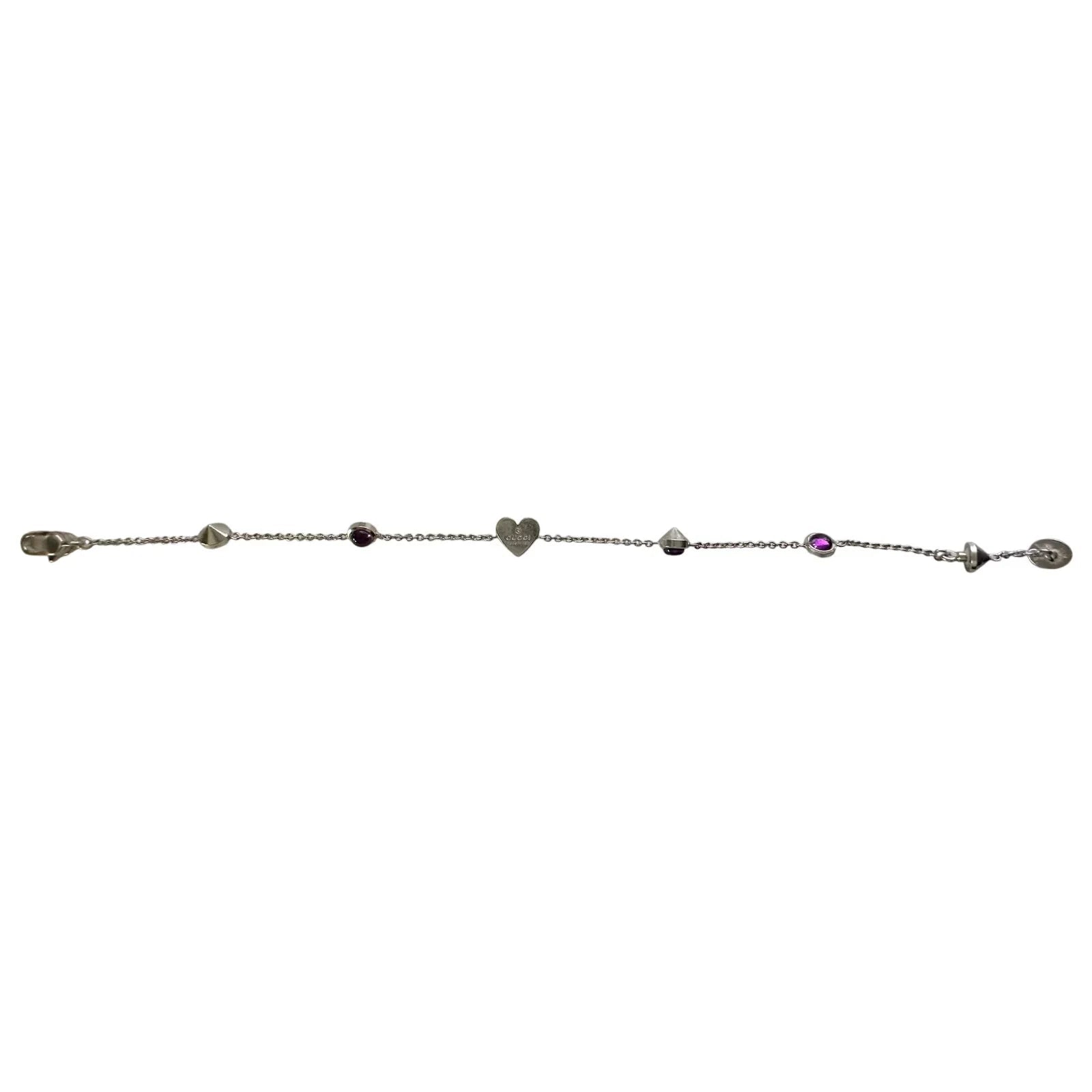 Gucci Heart Tag Amethyst Bracelet 17 - Gucci - bracelet - A+ Stuff