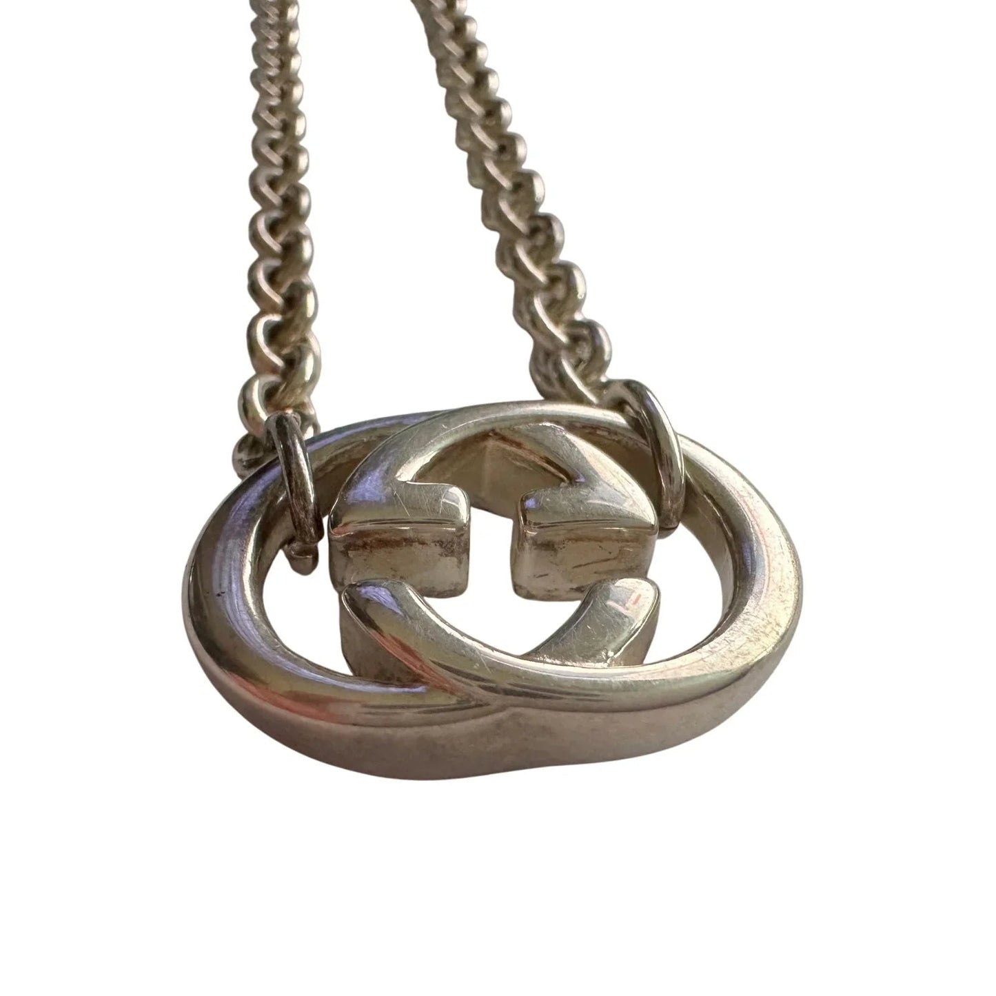 GUCCI Interlocking GG Logo Necklace (16") Sterling Silver - Gucci - Necklace - A+ Stuff