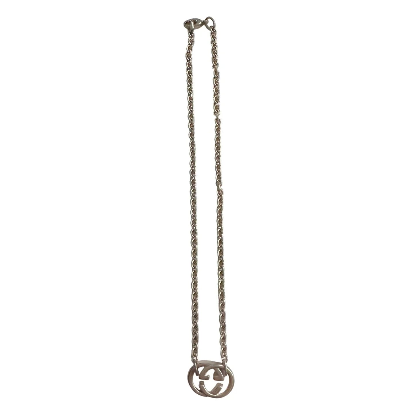 GUCCI Interlocking GG Logo Necklace (16") Sterling Silver - Gucci - Necklace - A+ Stuff