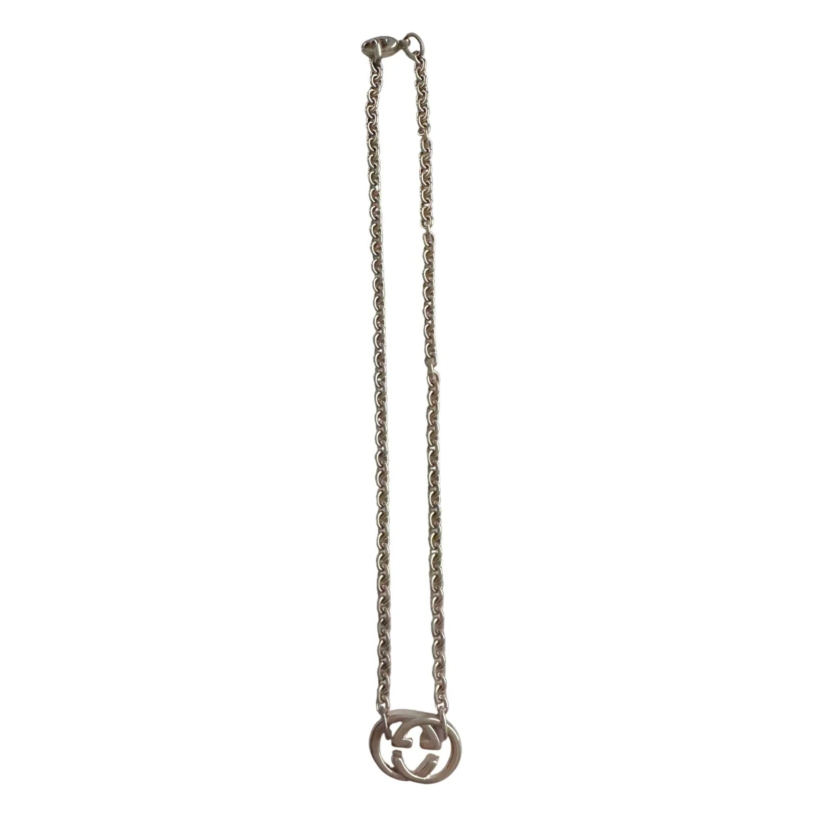 GUCCI Interlocking GG Logo Necklace (16") Sterling Silver - Gucci - Necklace - A+ Stuff