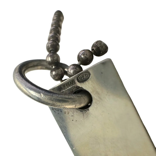 GUCCI Silver Bar Logo Plate Double Ball chain Necklace - 19" - Gucci - Necklace with Pendant - A+ Stuff