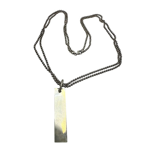 GUCCI Silver Bar Logo Plate Double Ball chain Necklace - 19" - Gucci - Necklace with Pendant - A+ Stuff