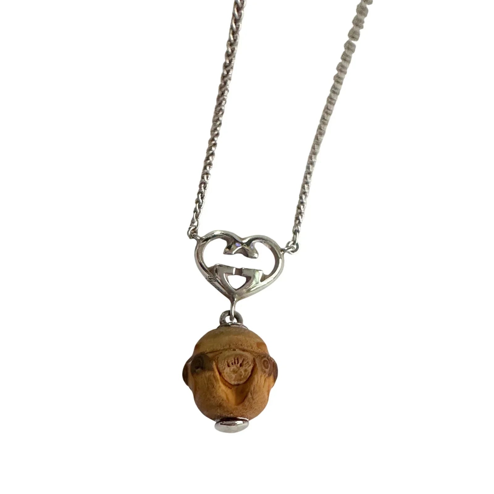 Gucci Silver G Interlocking Heart Bamboo Necklace - Gucci - Necklace - A+ Stuff