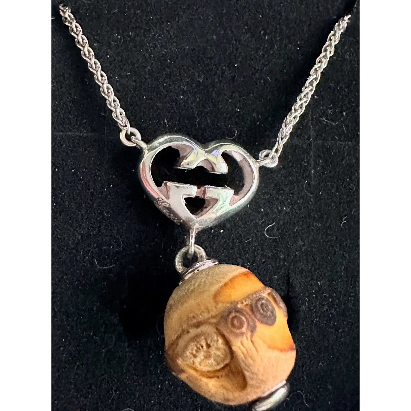 Gucci Silver G Interlocking Heart Bamboo Necklace - Gucci - Necklace - A+ Stuff