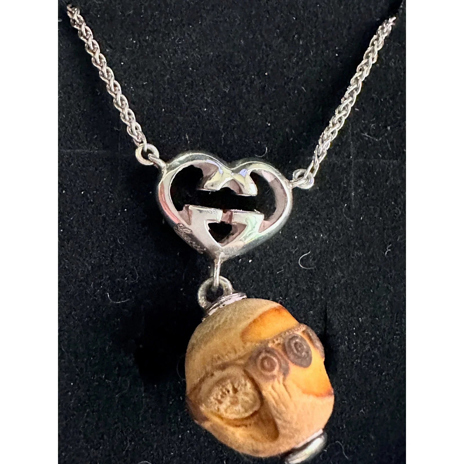 Gucci Silver G Interlocking Heart Bamboo Necklace - Gucci - Necklace - A+ Stuff