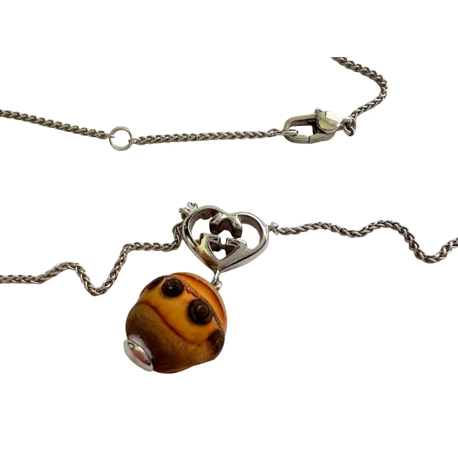 Gucci Silver G Interlocking Heart Bamboo Necklace - Gucci - Necklace - A+ Stuff