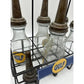 GULF Oil Glass Bottles with Metal Carrier (5 bottles, 6 lids) - GULF - Automobilia - A+ Stuff