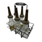 GULF Oil Glass Bottles with Metal Carrier (5 bottles, 6 lids) - GULF - Automobilia - A+ Stuff