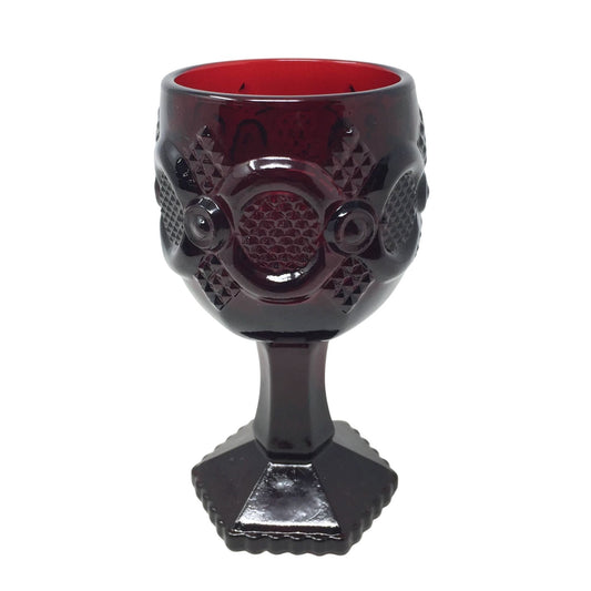 Vintage Avon 1876 Cape Cod Ruby Red Glass Elegant Wine Glass 4.5" A+ Stuff  A+ Stuff