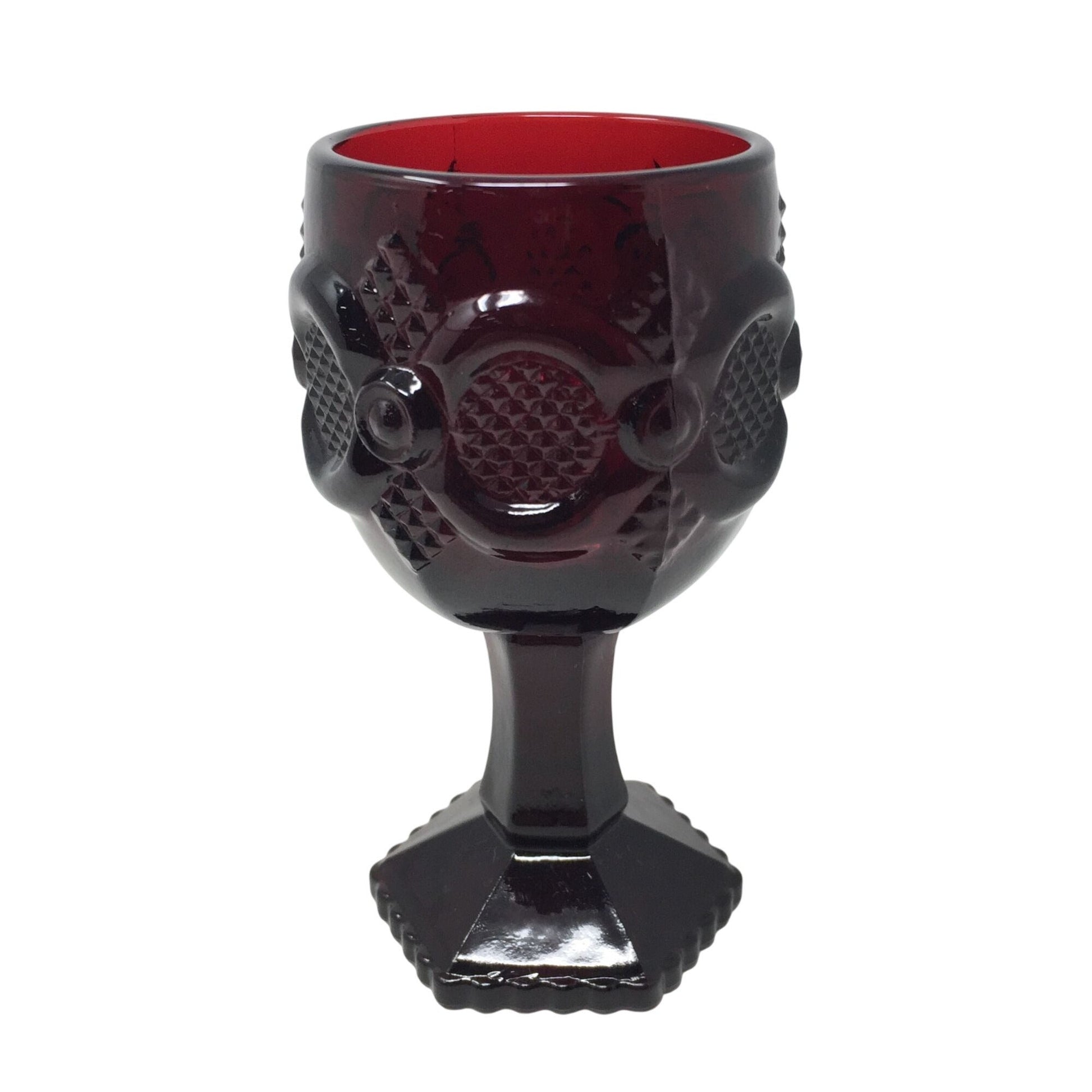 Vintage Avon 1876 Cape Cod Ruby Red Glass Elegant Wine Glass 4.5" A+ Stuff  A+ Stuff