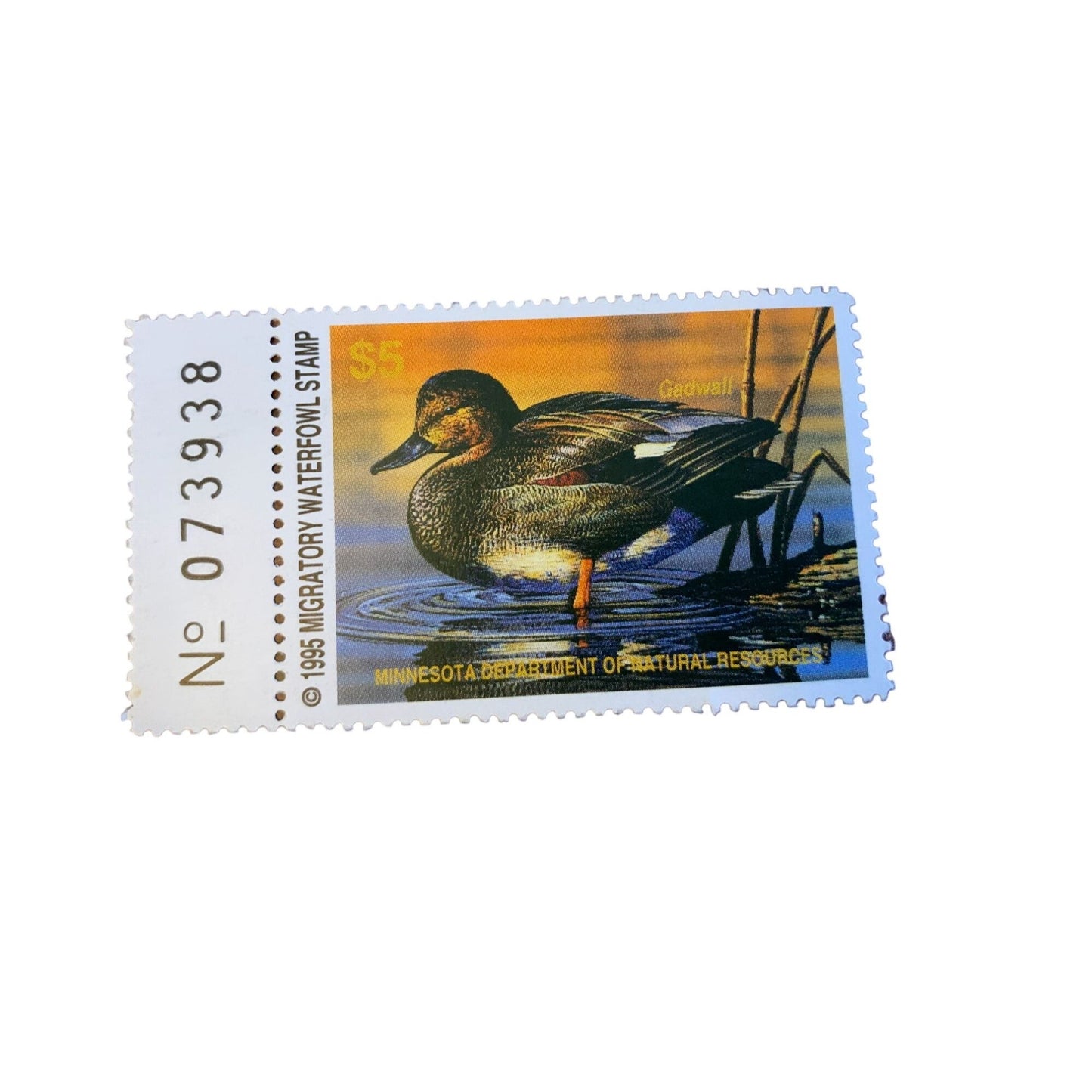 Vintage 1995 Migratory Waterfowl Stamp Minnesota Department of Natural Resources