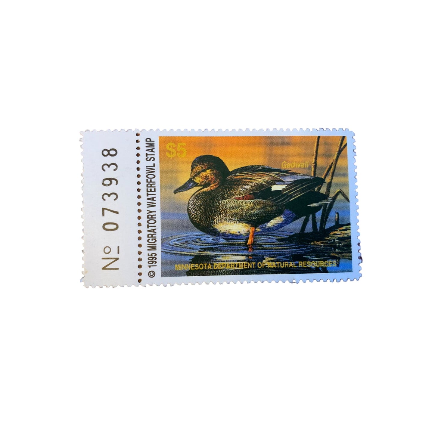 Vintage 1995 Migratory Waterfowl Stamp Minnesota Department of Natural Resources