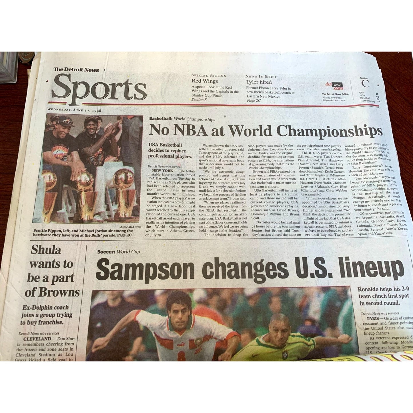 THE DETROIT NEWS  June 17, 1998 OURS AGAIN REDWINGS STANLEY CUP Champs