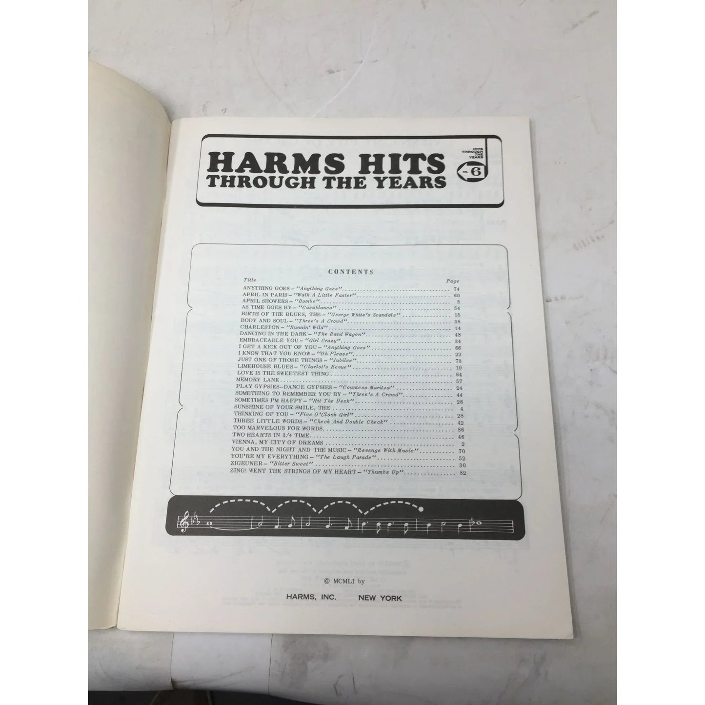 Harms Hits Through The Years (No. 6) Vintage Sheet Music Book - A+ Stuff - Sheet Music - A+ Stuff