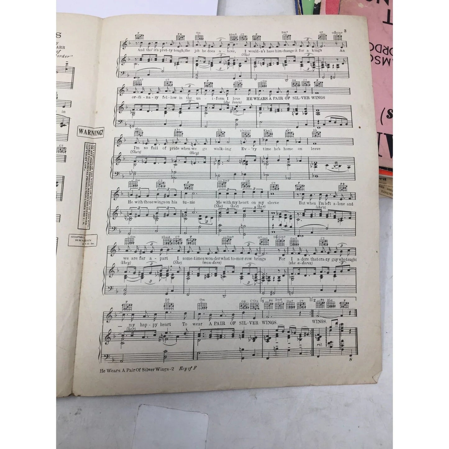 ''He Wears A Pair of Silver Wings'' by Eric Maschwitz and Michael Carr - A+ Stuff - SHEET MUSIC - A+ Stuff