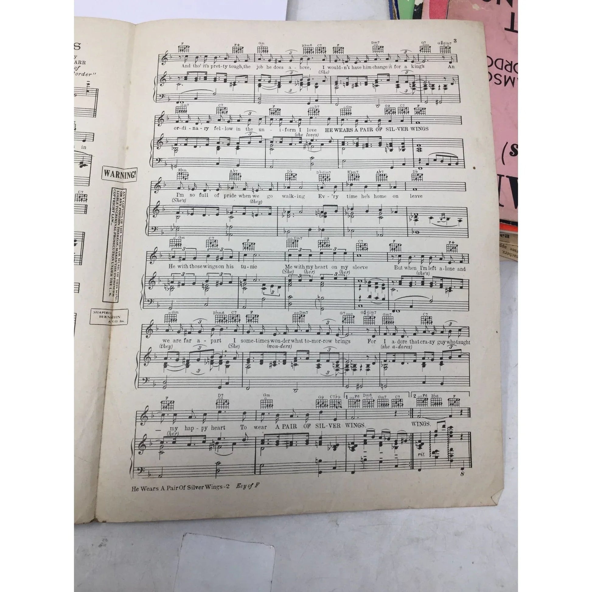 ''He Wears A Pair of Silver Wings'' by Eric Maschwitz and Michael Carr - A+ Stuff - SHEET MUSIC - A+ Stuff