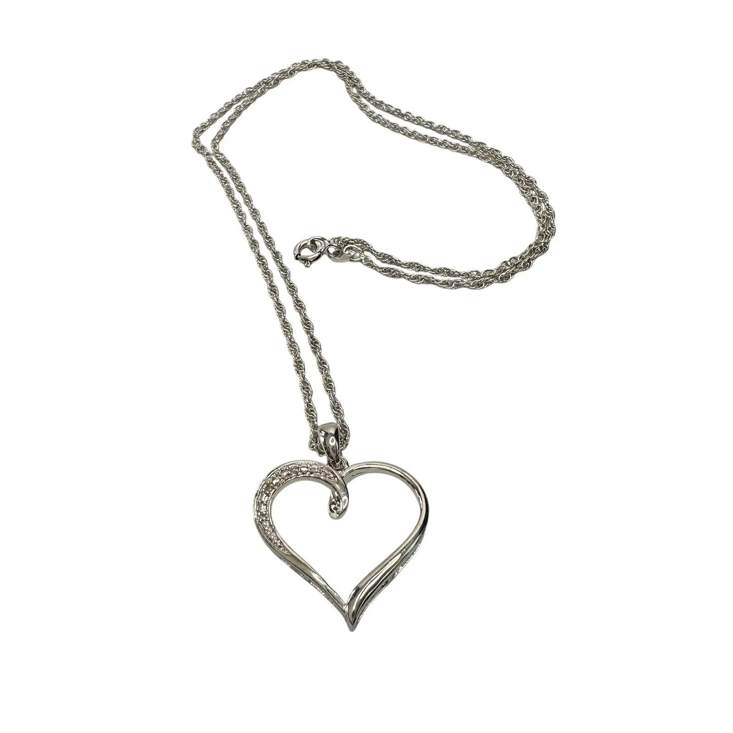 Heart Pendant with Diamond Accent - Rhodium Plated with 15" chain - Unbranded - Necklace with Pendant - A+ Stuff