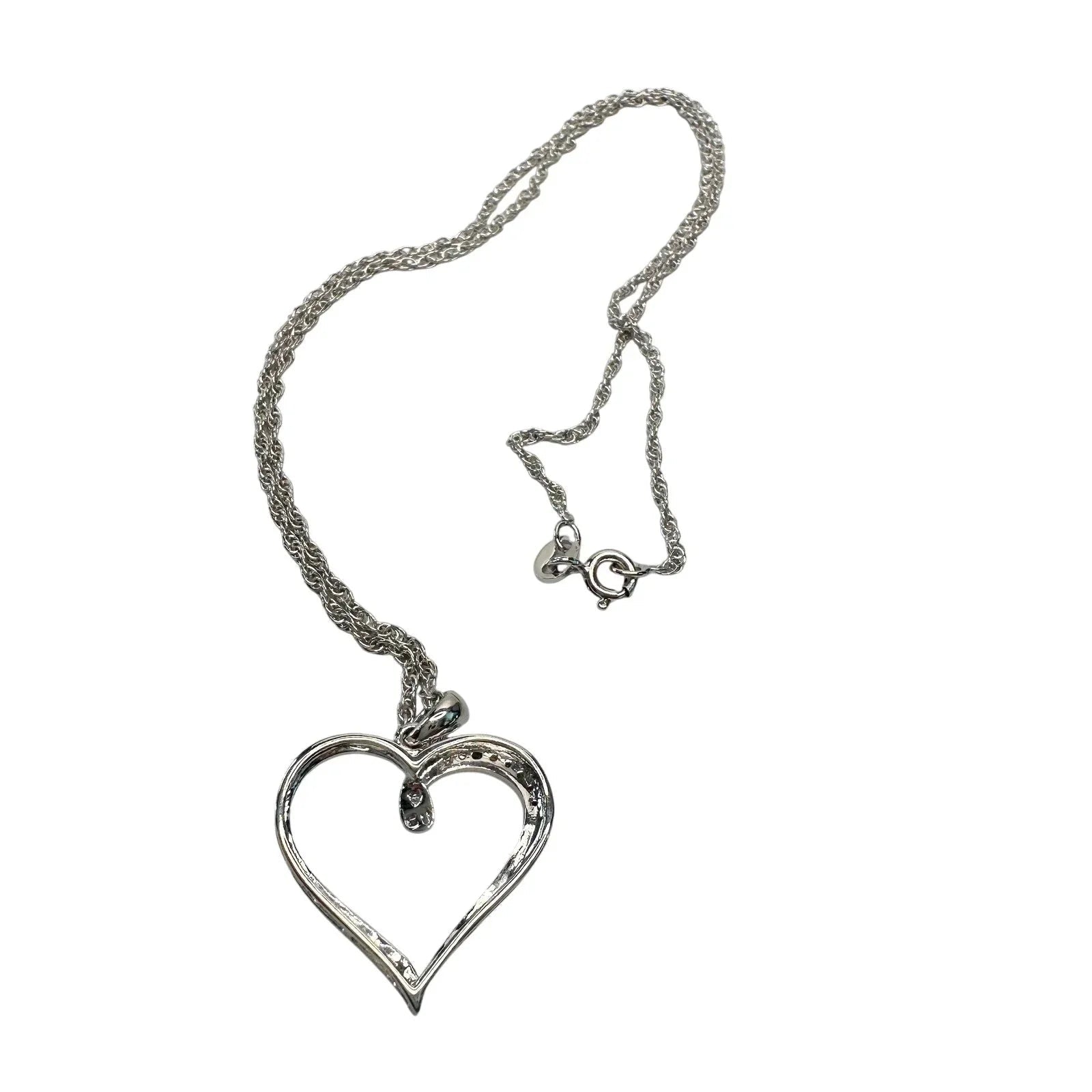 Heart Pendant with Diamond Accent - Rhodium Plated with 15" chain - Unbranded - Necklace with Pendant - A+ Stuff