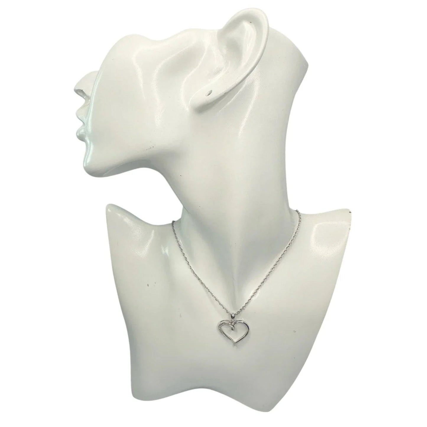 Heart Pendant with Diamond Accent - Rhodium Plated with 15" chain - Unbranded - Necklace with Pendant - A+ Stuff