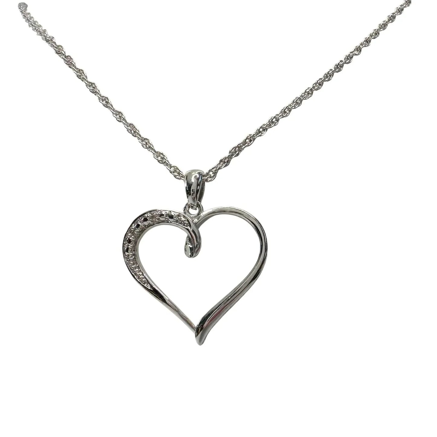 Heart Pendant with Diamond Accent - Rhodium Plated with 15" chain - Unbranded - Necklace with Pendant - A+ Stuff