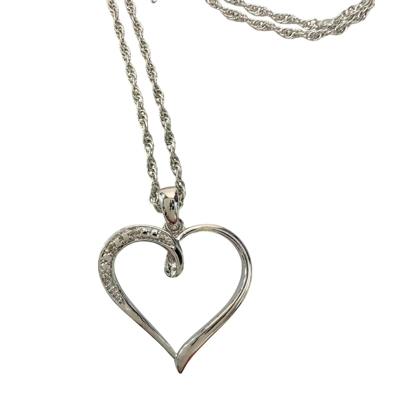 Heart Pendant with Diamond Accent - Rhodium Plated with 15" chain - Unbranded - Necklace with Pendant - A+ Stuff