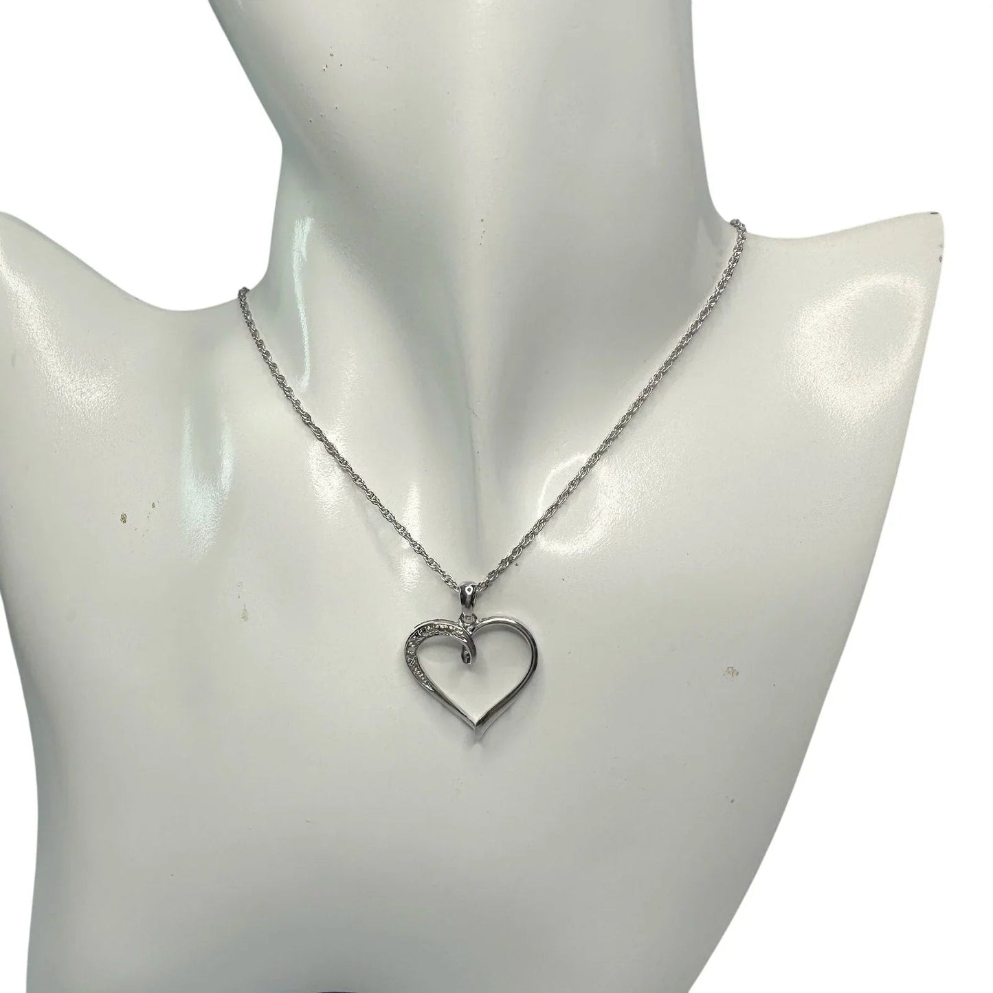 Heart Pendant with Diamond Accent - Rhodium Plated with 15" chain - Unbranded - Necklace with Pendant - A+ Stuff