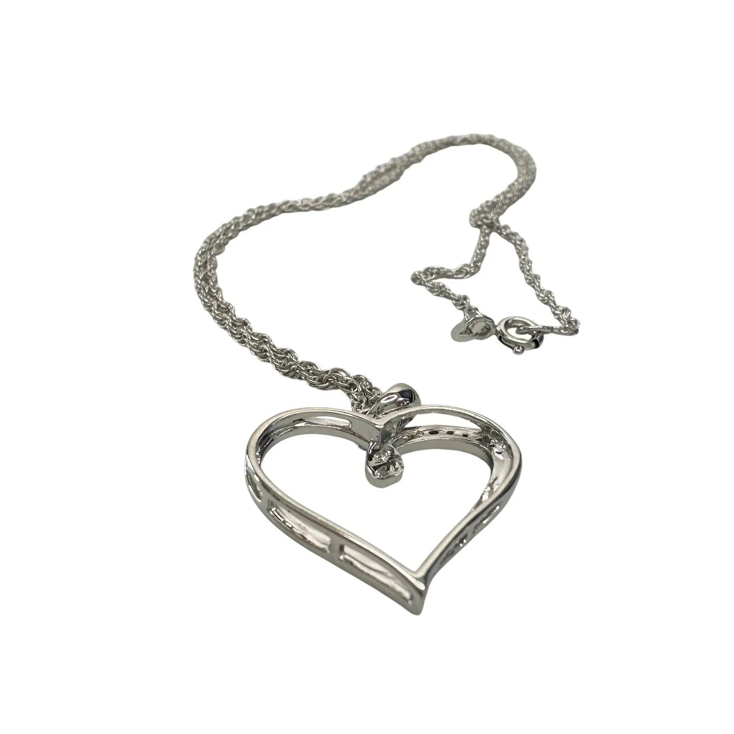 Heart Pendant with Diamond Accent - Rhodium Plated with 15" chain - Unbranded - Necklace with Pendant - A+ Stuff