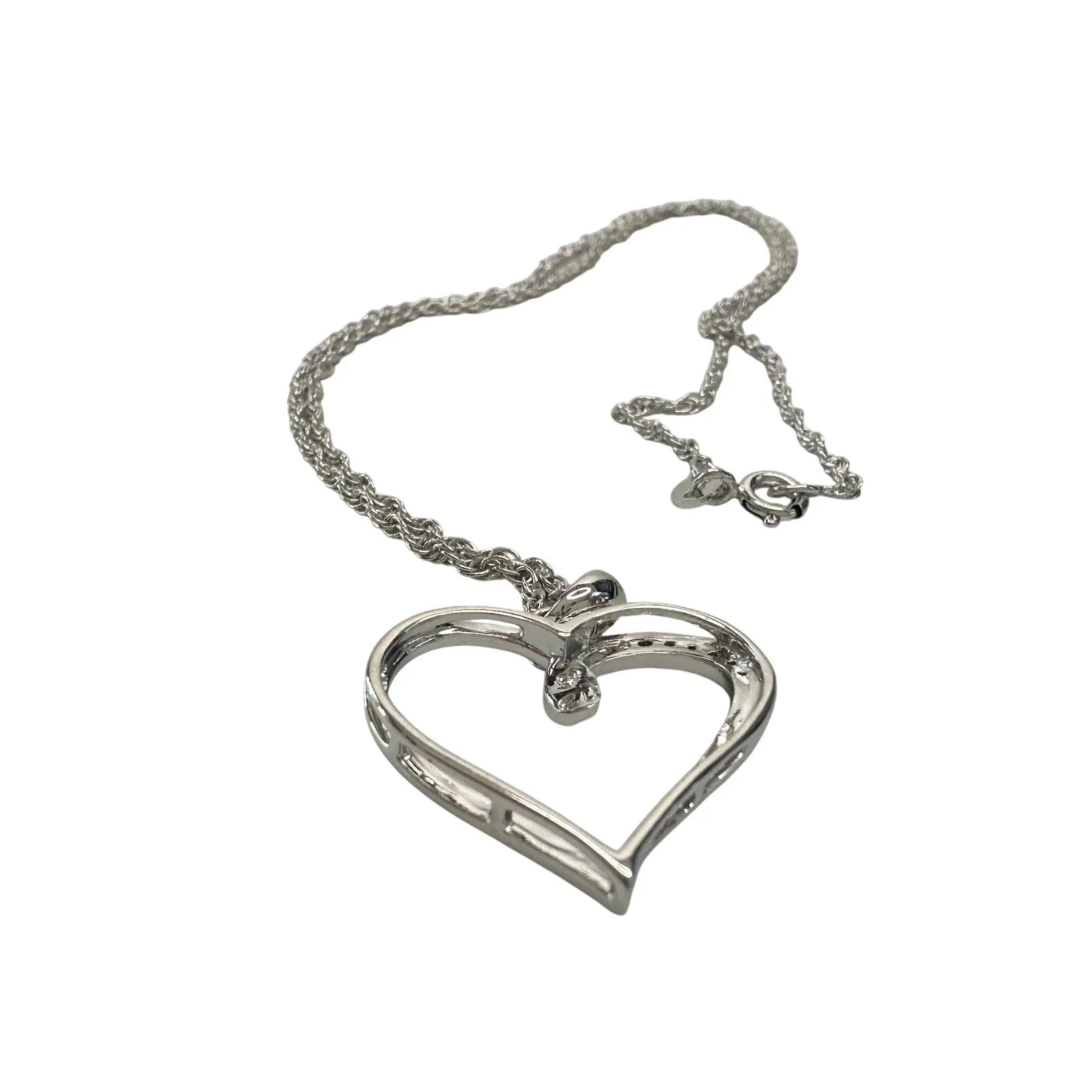 Heart Pendant with Diamond Accent - Rhodium Plated with 15" chain - Unbranded - Necklace with Pendant - A+ Stuff