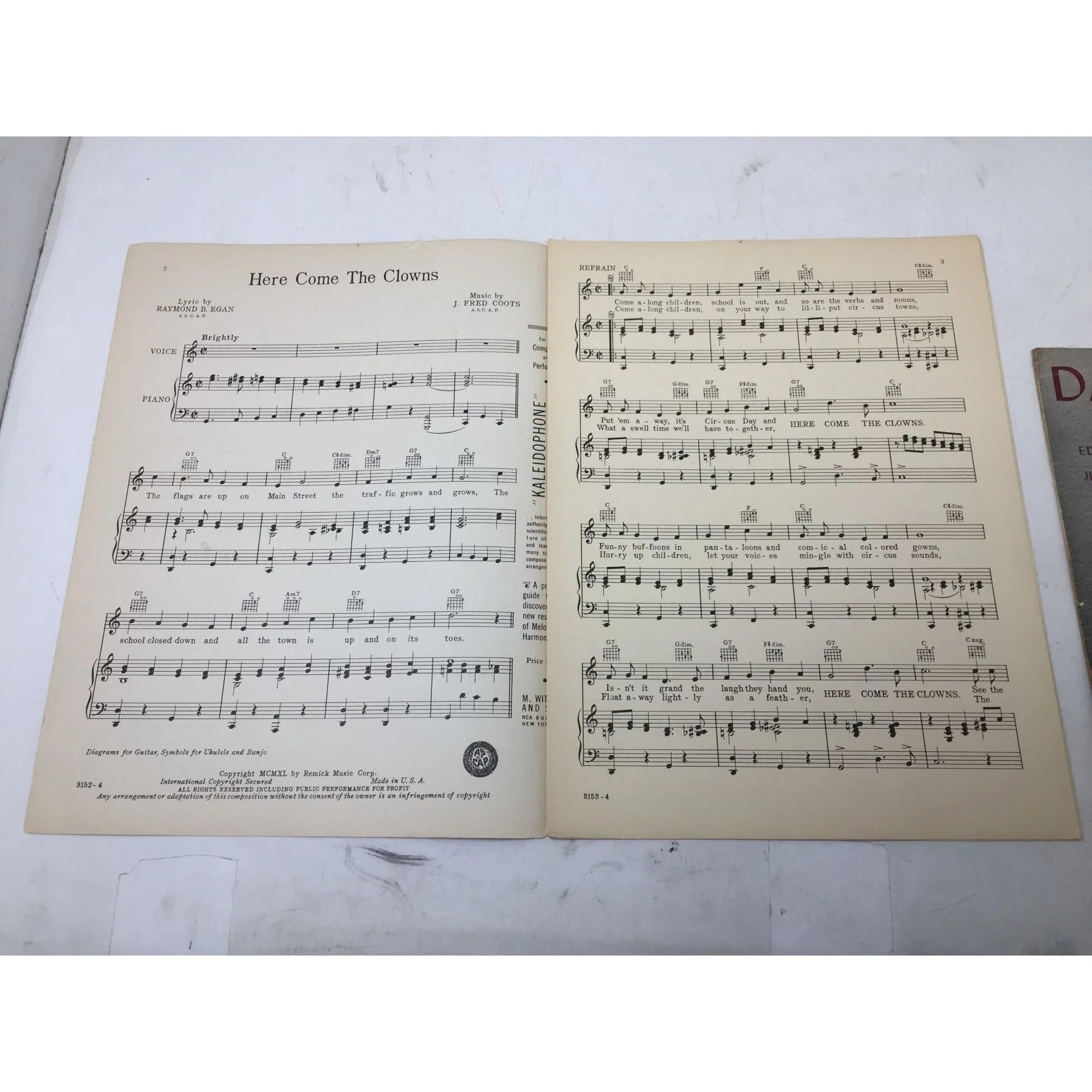 ''Here Come the Clowns'' Vintage Sheet Music book - A+ Stuff - sheet music - A+ Stuff