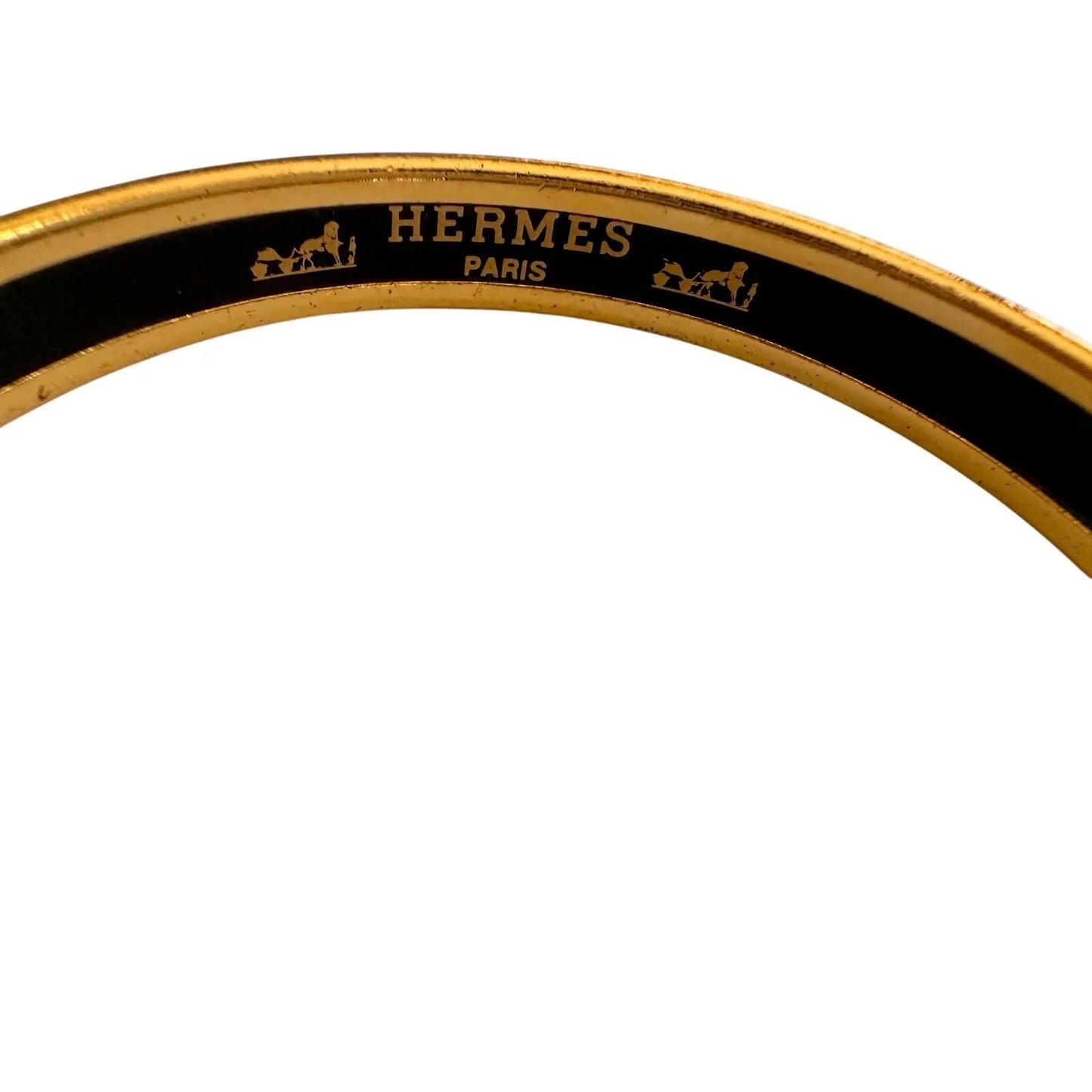 Hermès Belt Motif Enamel and Gold Plate Bangle Bracelet - Hermes - Bracelet - A+ Stuff