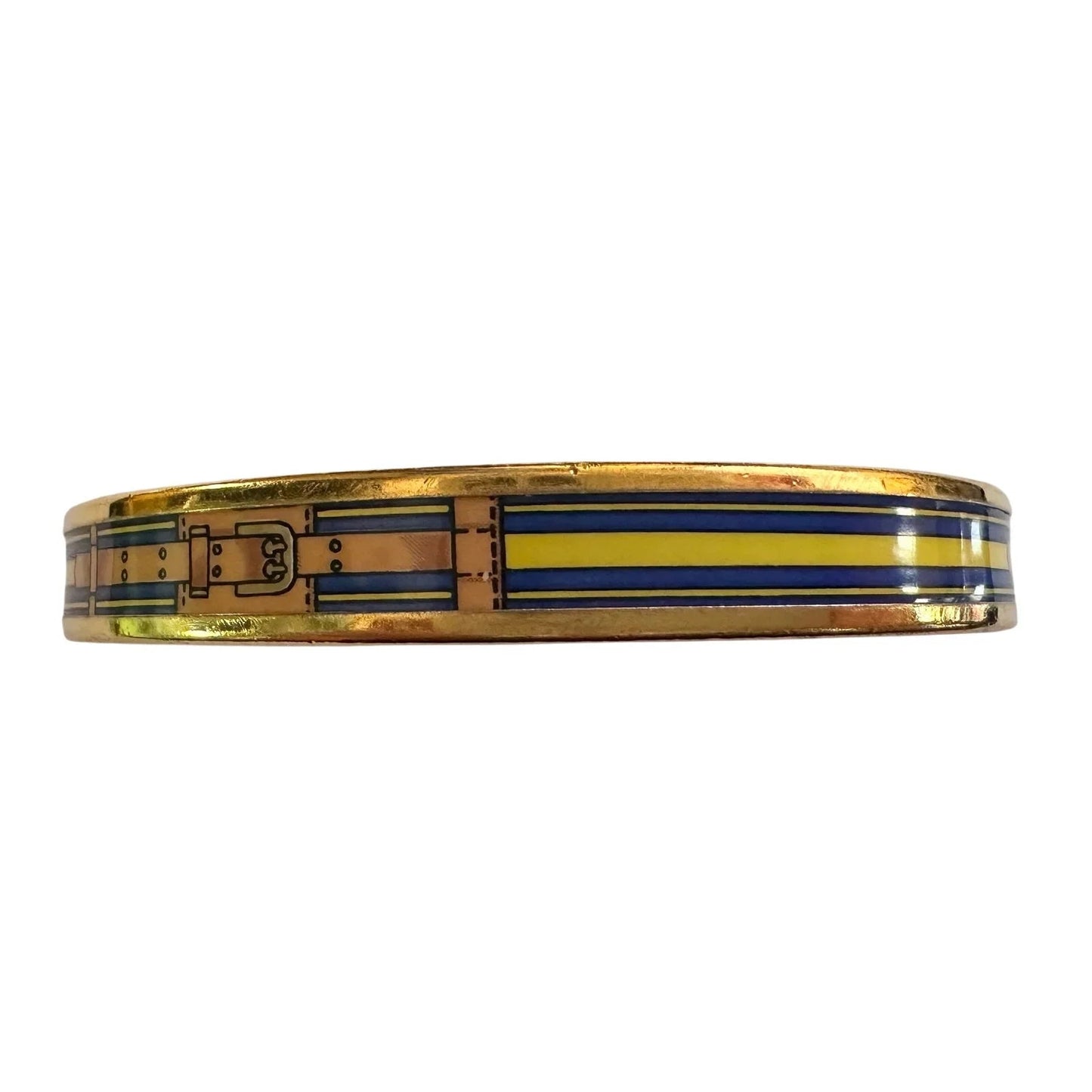 Hermès Belt Motif Enamel and Gold Plate Bangle Bracelet - Hermes - Bracelet - A+ Stuff