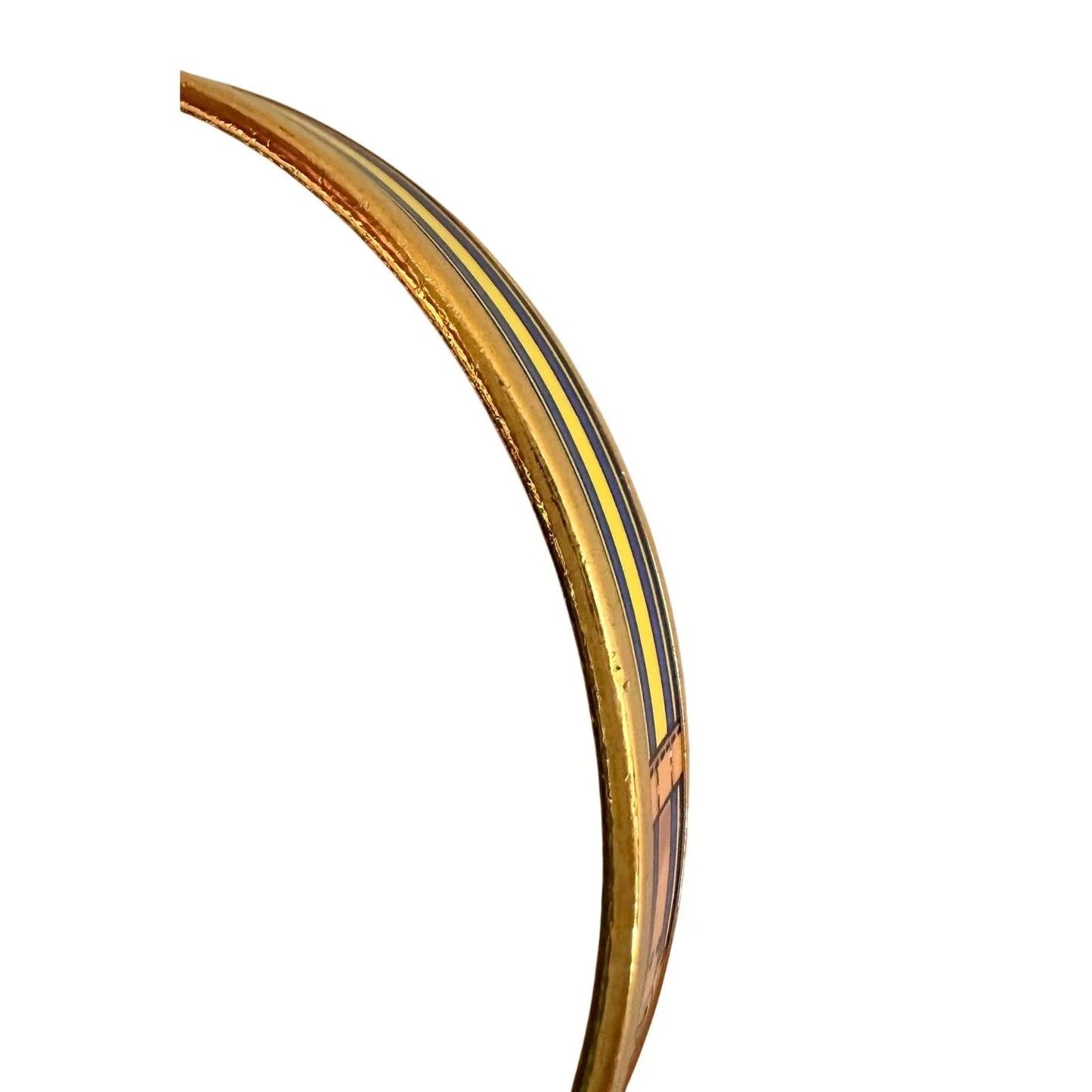 Hermès Belt Motif Enamel and Gold Plate Bangle Bracelet - Hermes - Bracelet - A+ Stuff