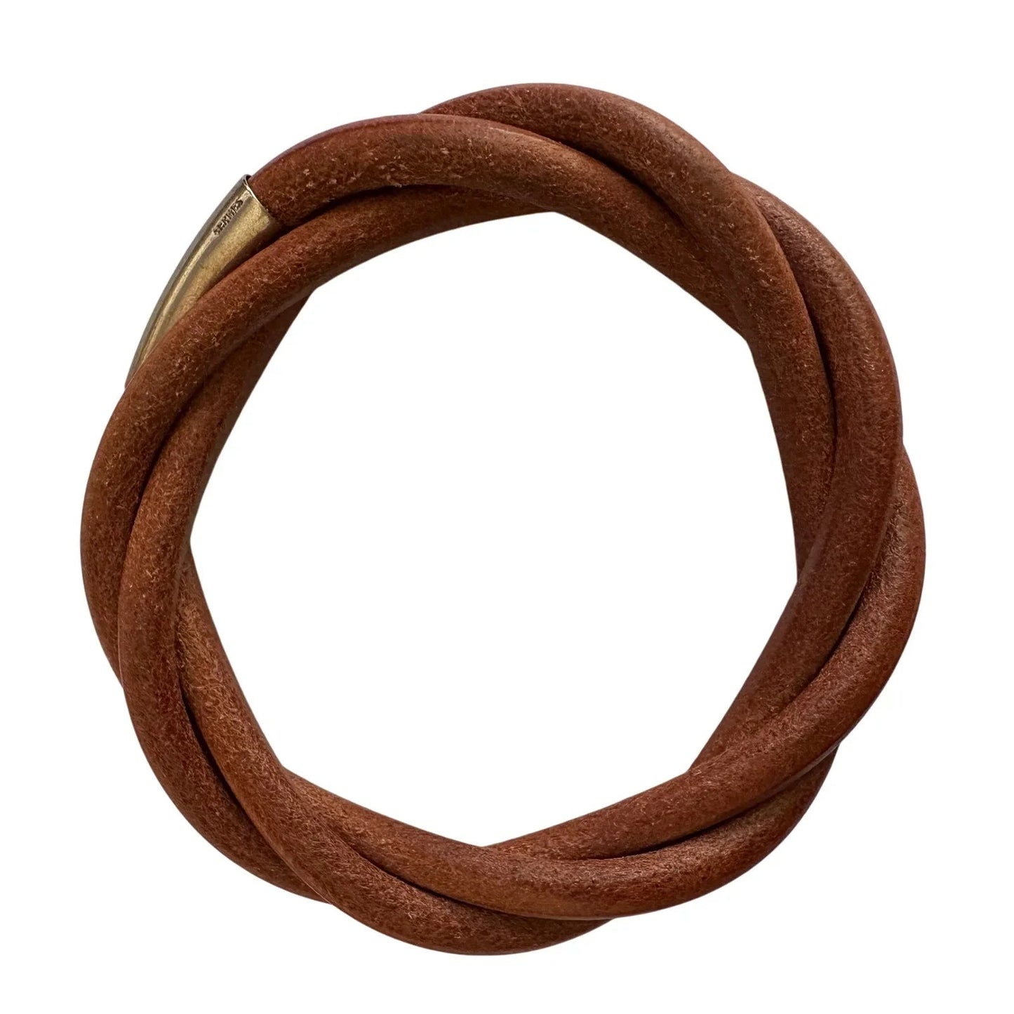 Hermes Brown Leather Tornado Bracelet - Hermès - Bracelet - A+ Stuff