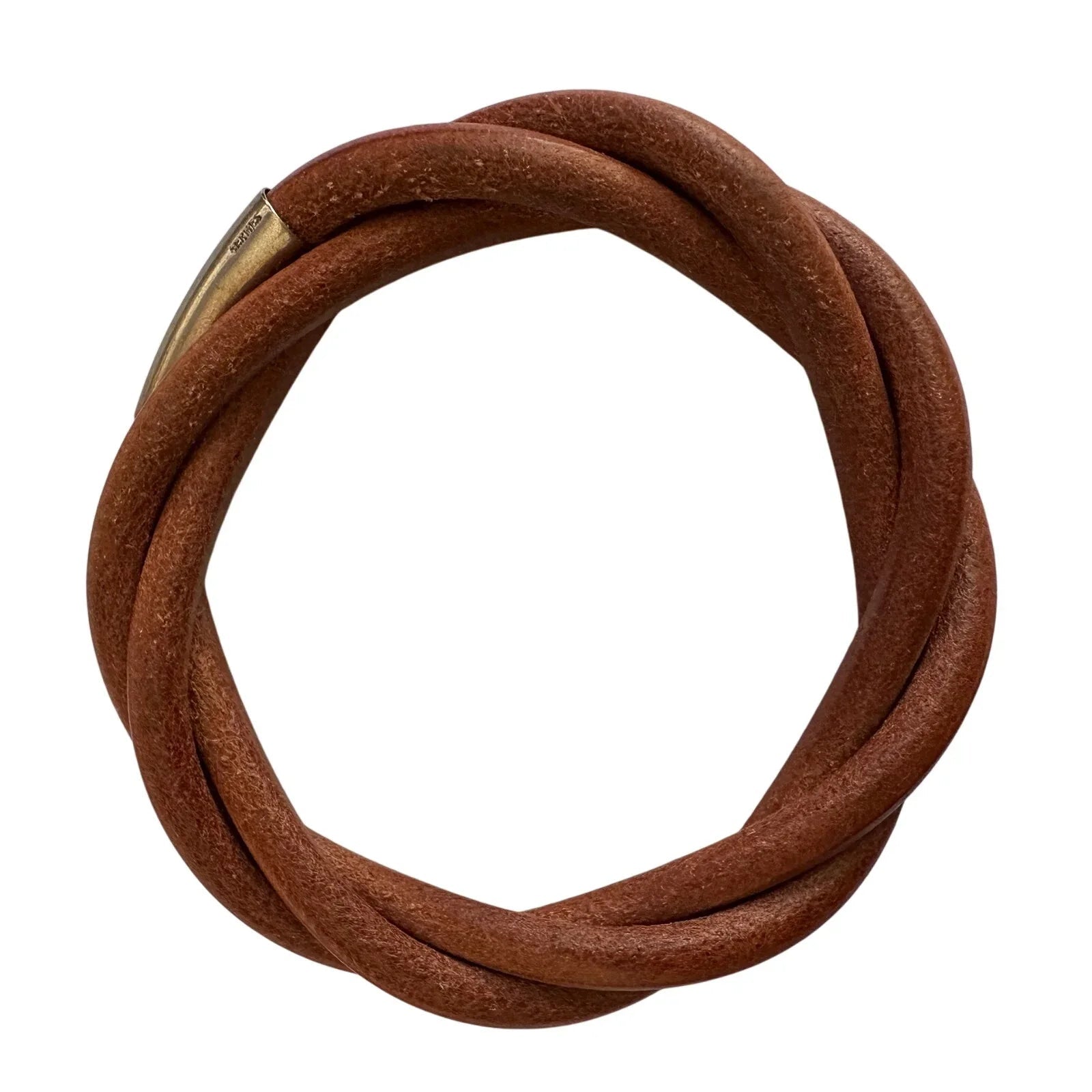 Hermes Brown Leather Tornado Bracelet - Hermès - Bracelet - A+ Stuff